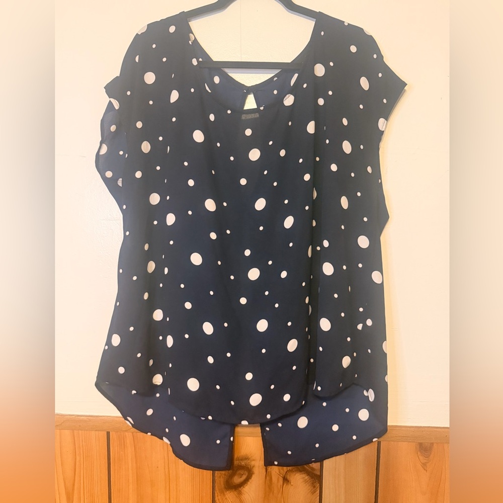 Torrid Navy Blue Polka Dot Top